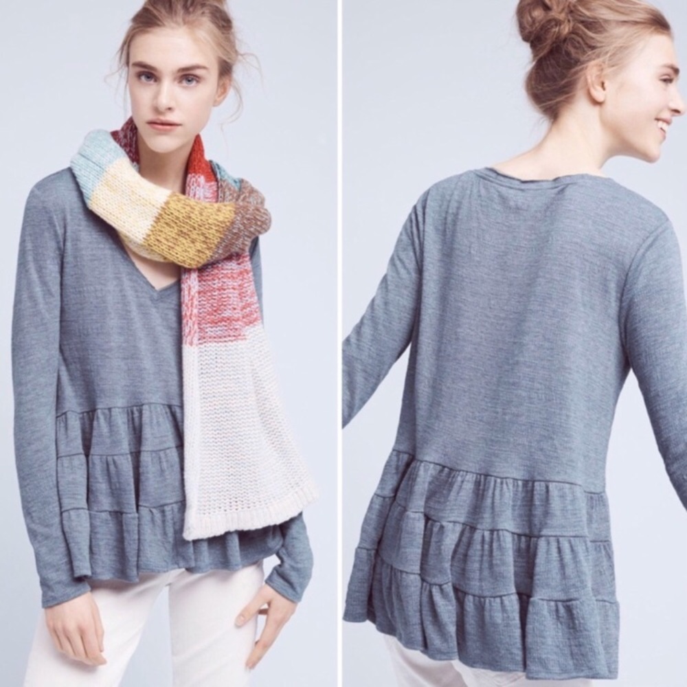 Anthropologie Deletta Thea Ruffled Peplum Top